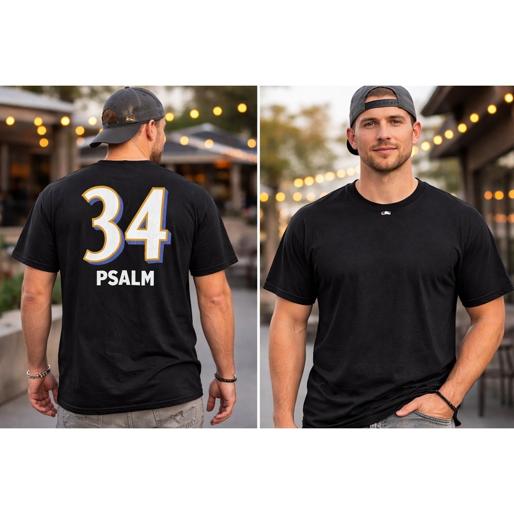 Fanatics Psalm 34 Graphic T-Shirt Mens 2XL Black Religious Faith Sporty Tee